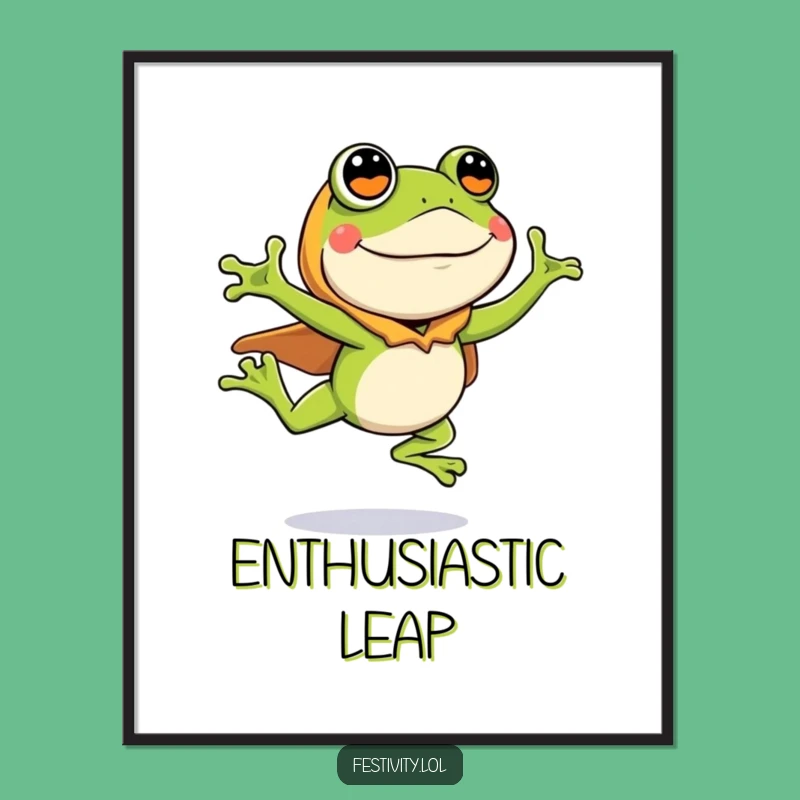 Funny Frog Costume Digital Art: Instant Enthusiastic Download, Joyful Print