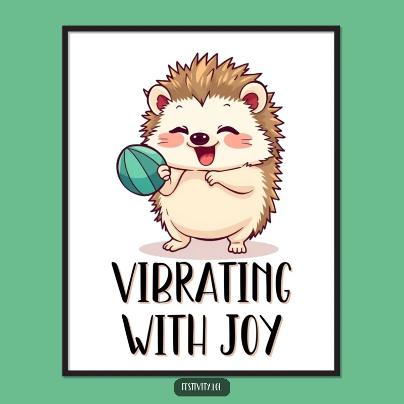 Funny Hedgehog Fiesta Digital Art: Instant Joyful Wall Decor