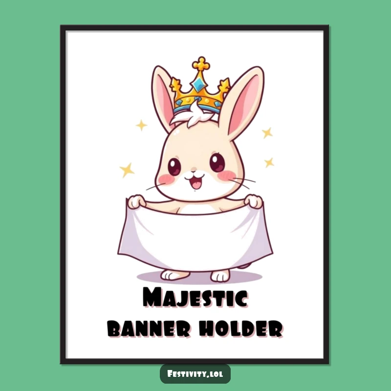 Funny Rabbit King Digital Art Print: Instant Download of Hilarious Regal Decor