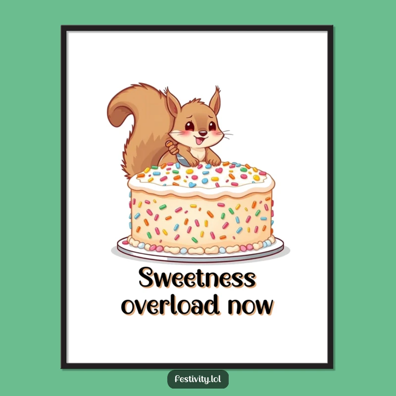 Funny Squirrel Cake Digital Art: Instant Sweet Decor