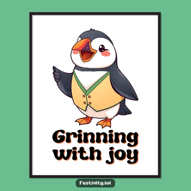 Instant Funny Puffin Flag Digital Art: Cheer Instantly