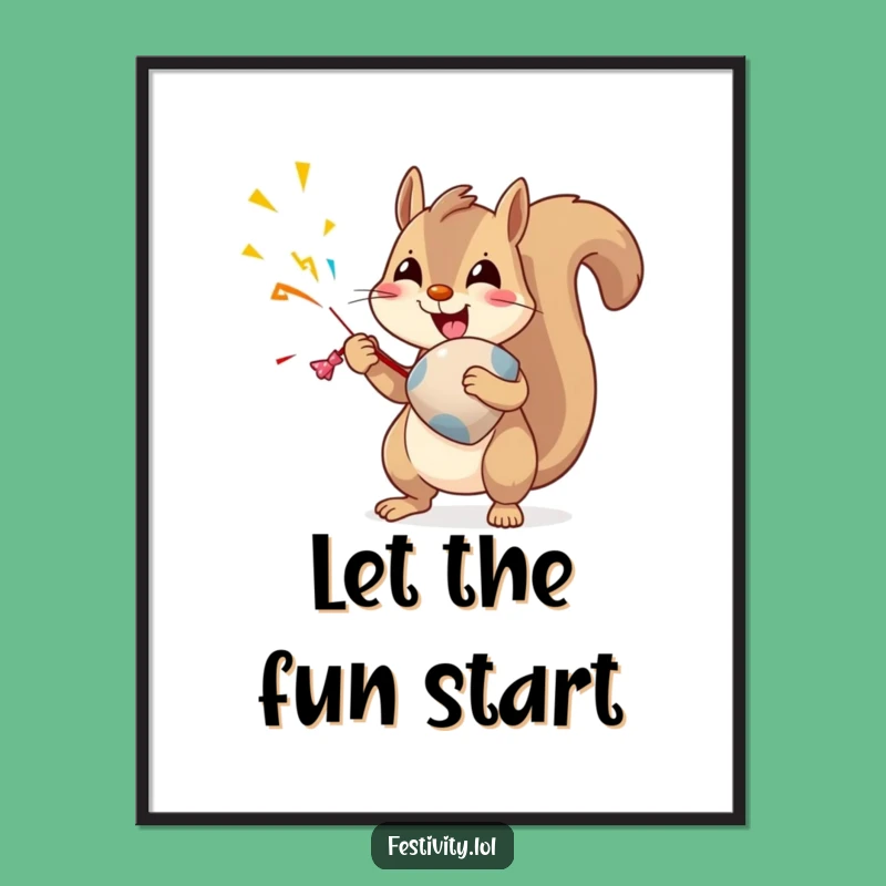 Instant Funny Squirrel Party Popper Digital Art: Brighten Your Space Instantly