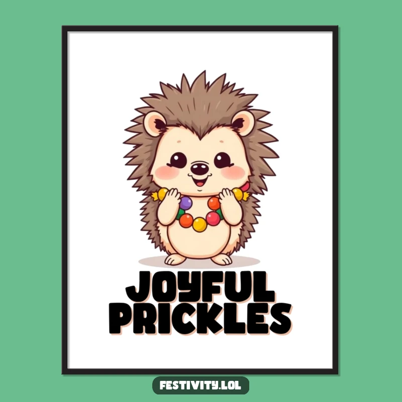 Funny Cheerful Hedgehog Digital Art: Instant Festive Joy with This Humorous Download