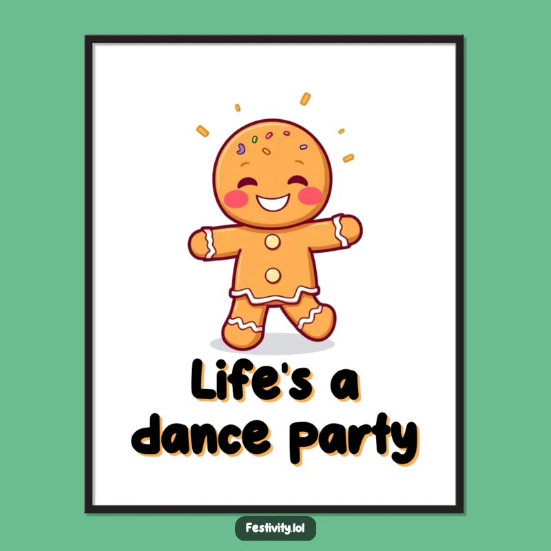 Funny Gingerbread Man Jig Digital Art Print: Instant Hilarious Sprinkled Joy for Your Walls