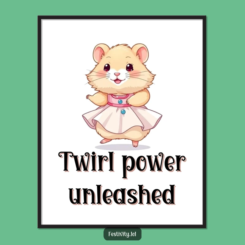 Funny Hamster Party Dress Digital Art Print: Hilarious Art for a Celebratory Space!