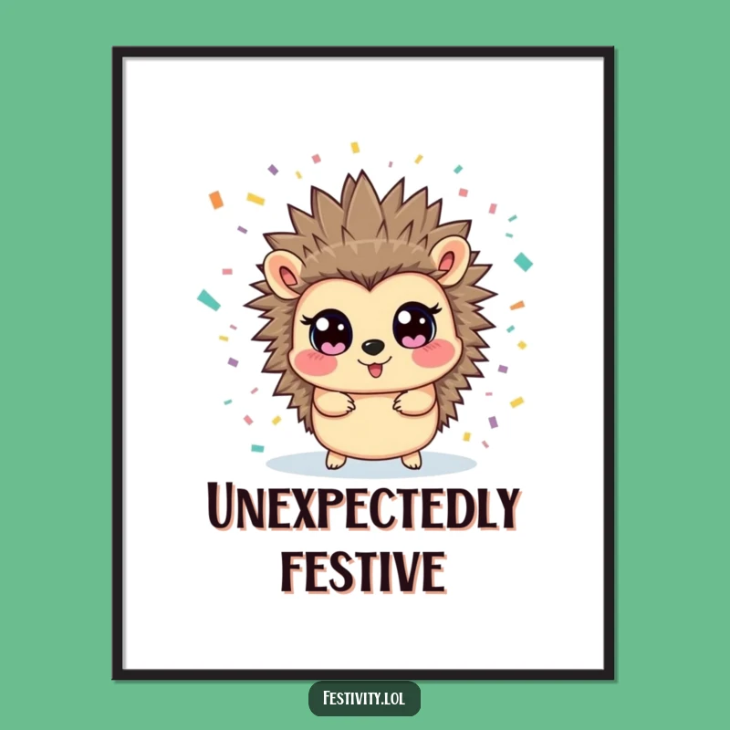 Funny Hedgehog Confetti Digital Art - Instant Joyful Decor for Your Walls!
