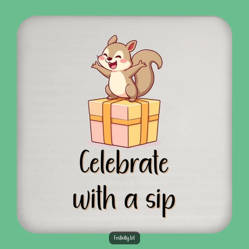Funny Squirrel Coaster: Protect Surfaces with a Rodent on a Giant Present