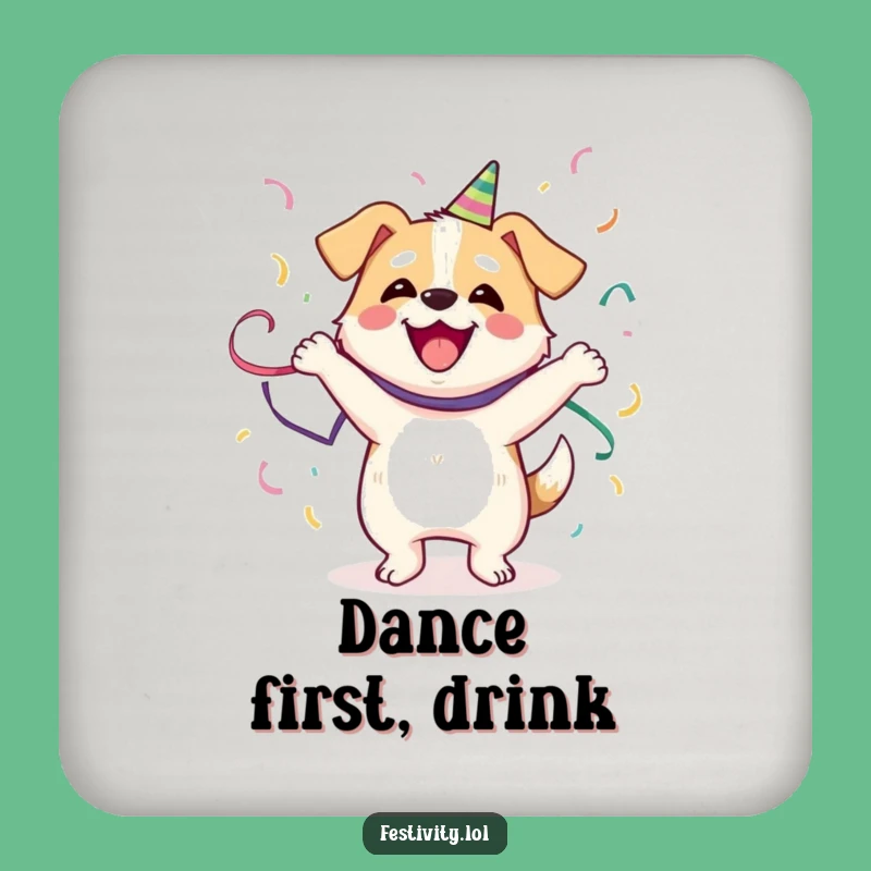 Funny Dog Dance Coaster: Protect Surfaces with Pawsitive Vibes