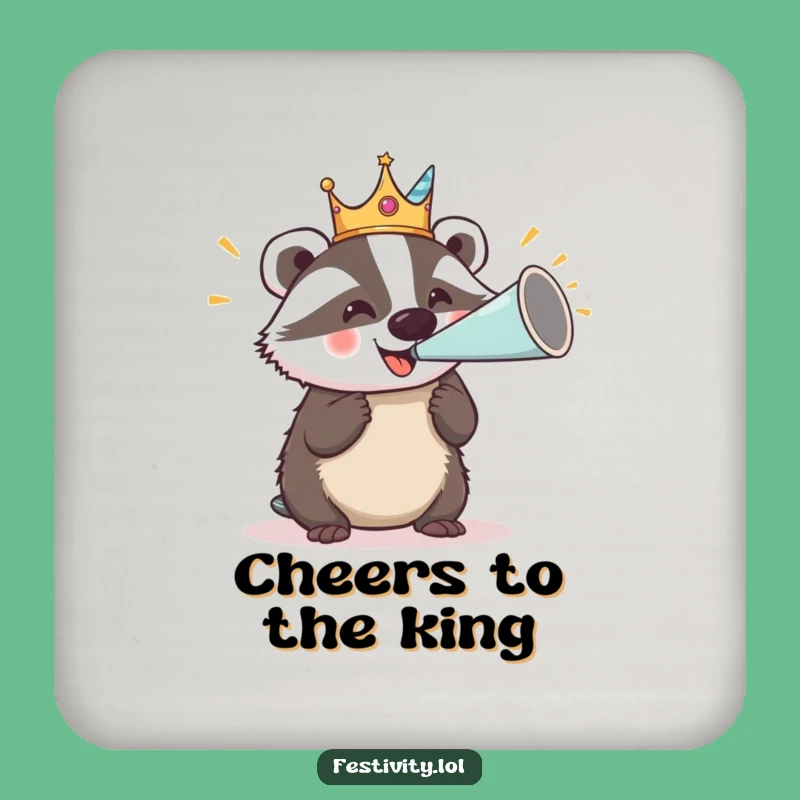 Funny Badger Party Coaster Set: Protect Surfaces Royally