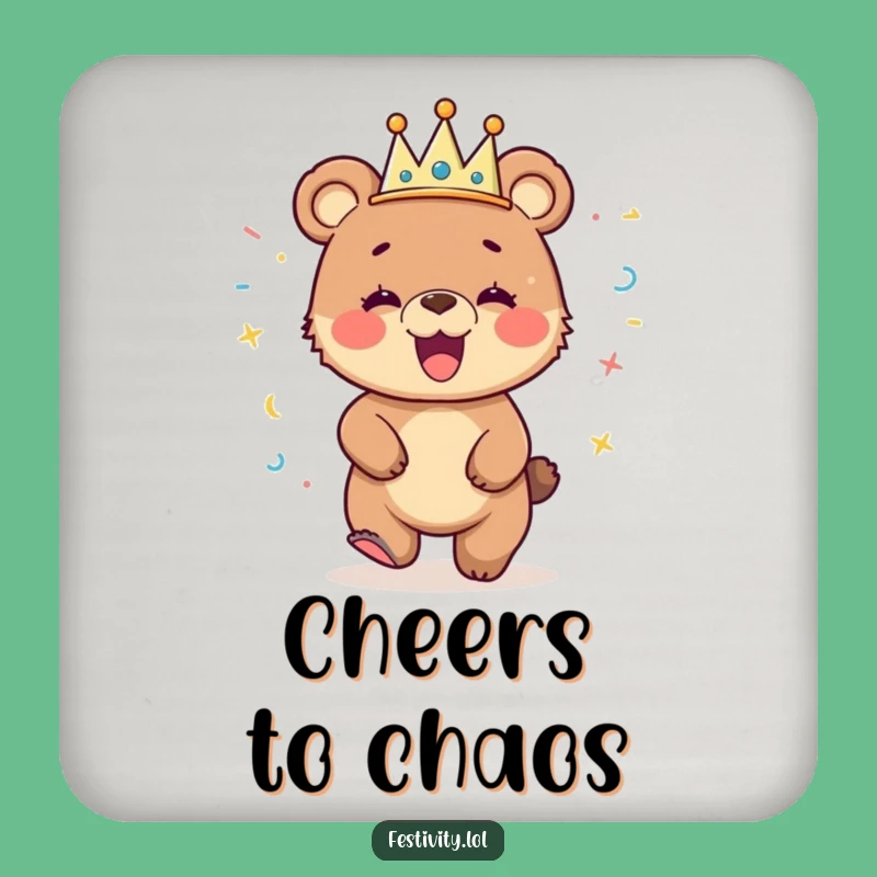 Funny Bear Cub Dancing Coaster: Protect Surfaces with Hilarious Style!