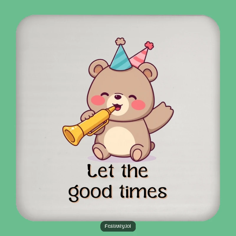Funny Bear Party Trumpet Coaster: Protect Surfaces with Hilarious Style!