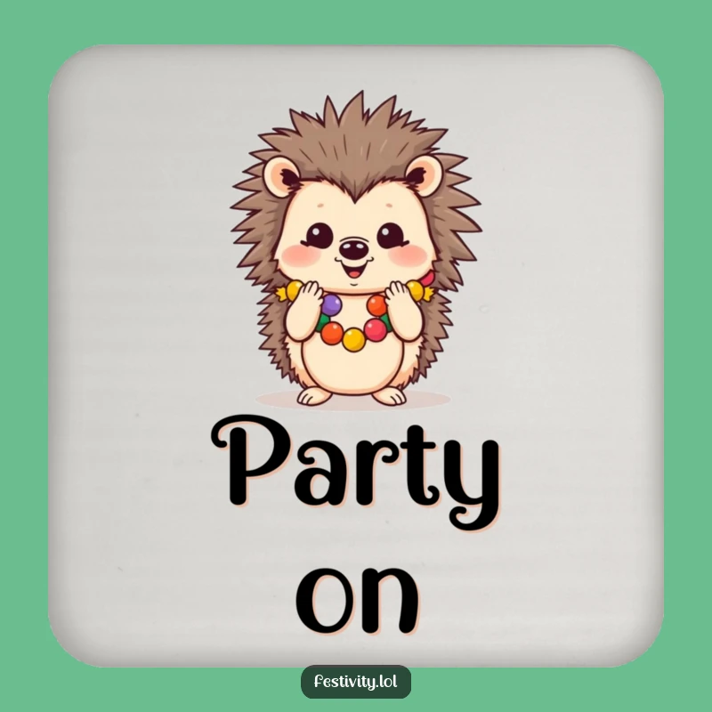Funny Cheerful Hedgehog Coaster: Protect Surfaces with Festive, Joyful Charm