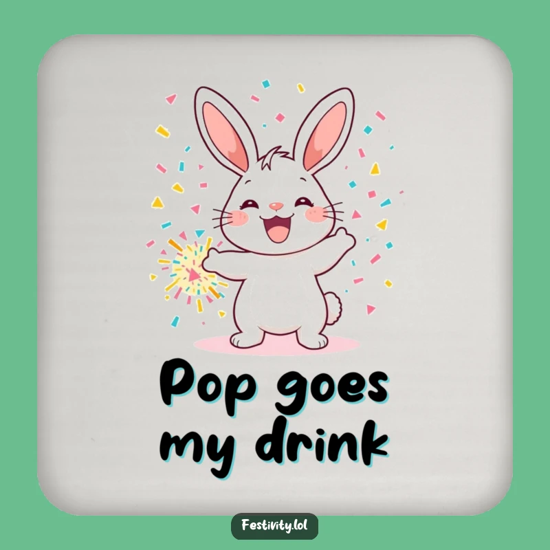 Funny Confetti Bunny Coaster Set: Protect Surfaces with Humor