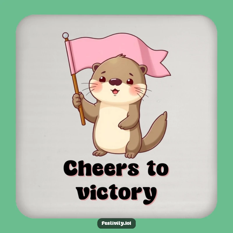 Funny Determined Otter Flag Coasters: Protect Surfaces with Pride