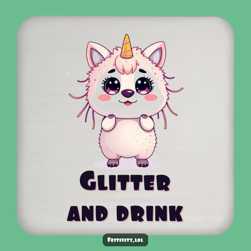 Funny Glitter Animal Coaster - Festive Protection - Sparkly Decor