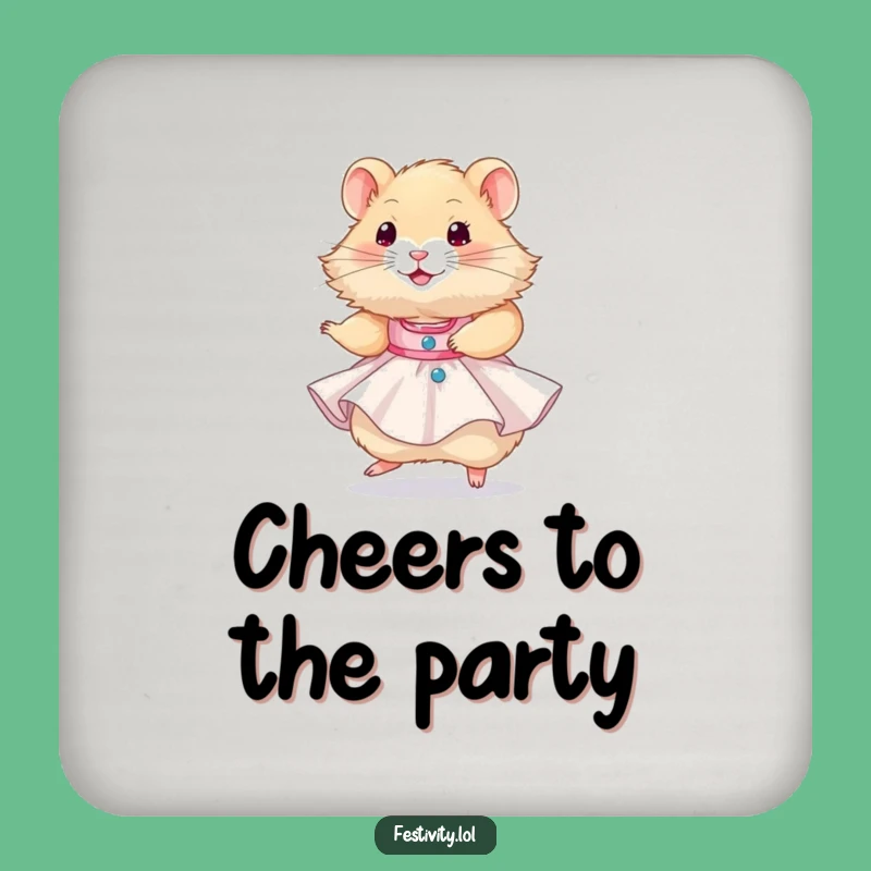 Funny Hamster Party Dress Drink Coasters: Protect Surfaces with Hilarious Festive Flair!