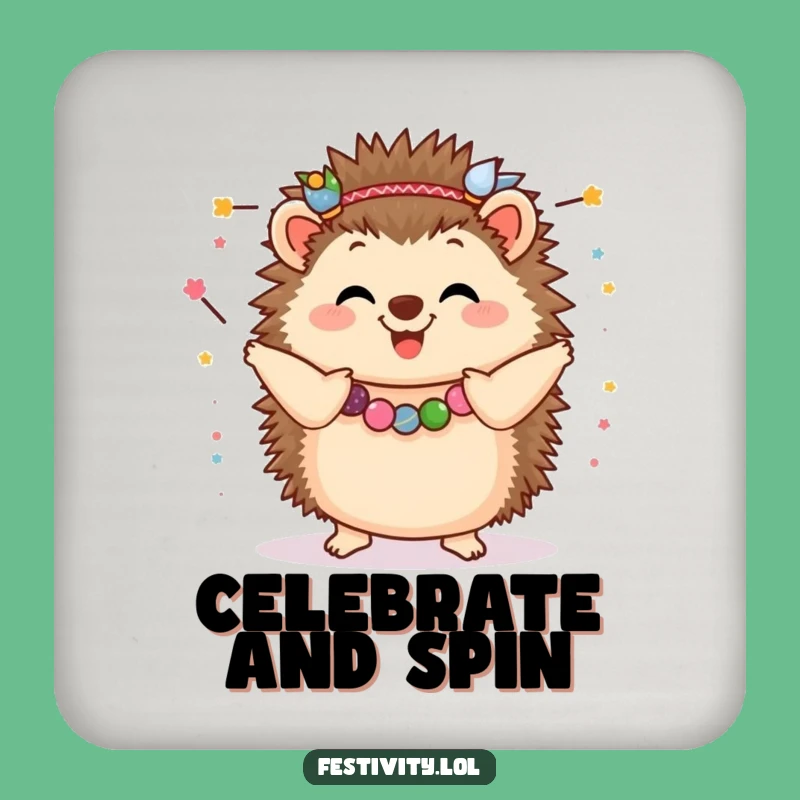 Funny Hedgehog Garland Dance Coaster: Protect Surfaces with Festive, Hilarious Art