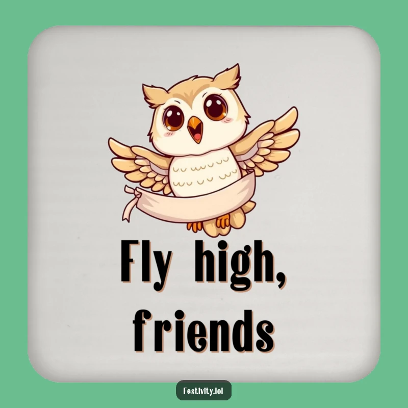 Funny Owl Banner Coasters: Protect Surfaces with Wise Charm, Set Of Funny Gifts