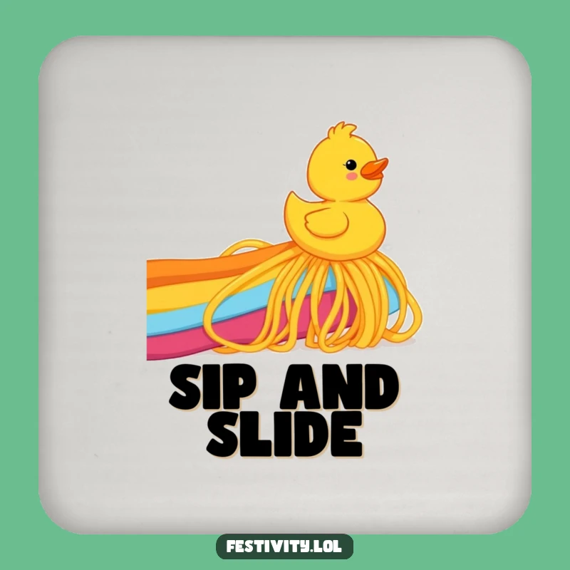 Funny Spaghetti Rainbow Duck Drink Coaster: Protect Surfaces with Noodle Style