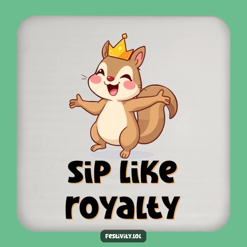 Funny Squirrel Dancing Crown Coasters - Set of Hilarious Royal Drink Protection Gift