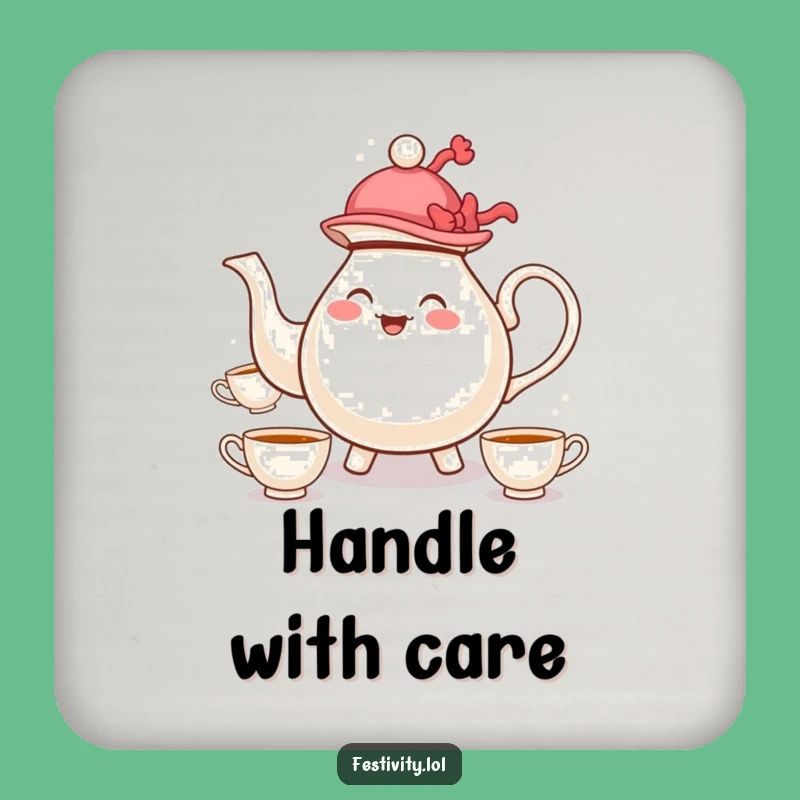 Funny Teapot Juggling Coaster: Whimsical Cartoon Character Drink Protection Gift