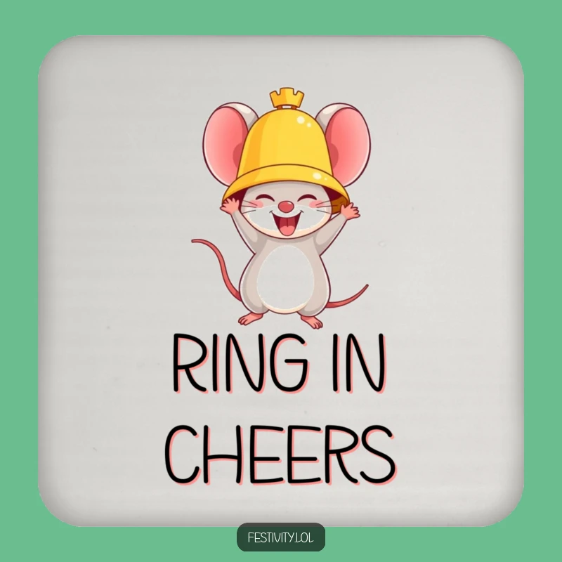 Funny Triumphant Mouse Coaster: Protect Surfaces with Joyful Victory Charm