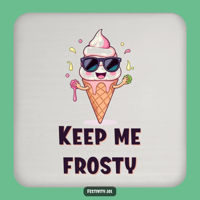Funny Ice Cream Coaster: Protect Surfaces with a Comical Summer Moment, Ideal Funny Gift
