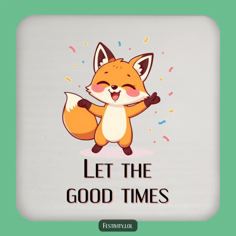 Funny Fox Dancing Confetti Coaster: Protect Surfaces with Playful Style!