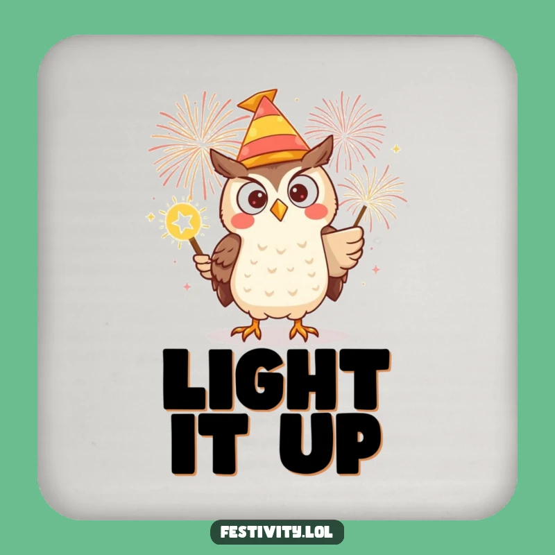 Funny Owl Firework Coaster: Protect Surfaces with Daring Style!