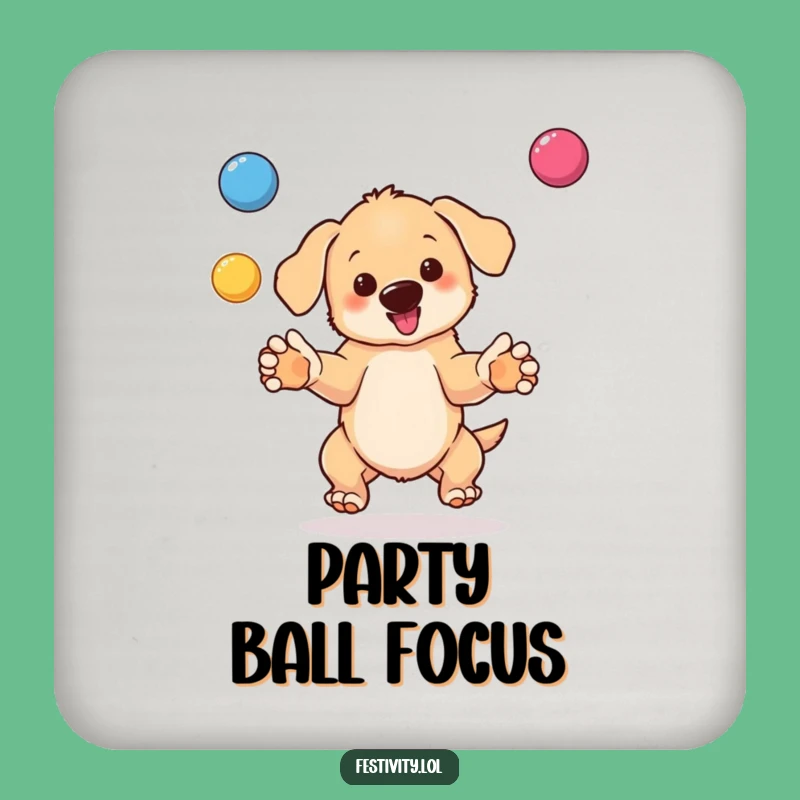 Funny Puppy Juggling Drink Coaster: Protect Surfaces with Canine Charm - Gift!