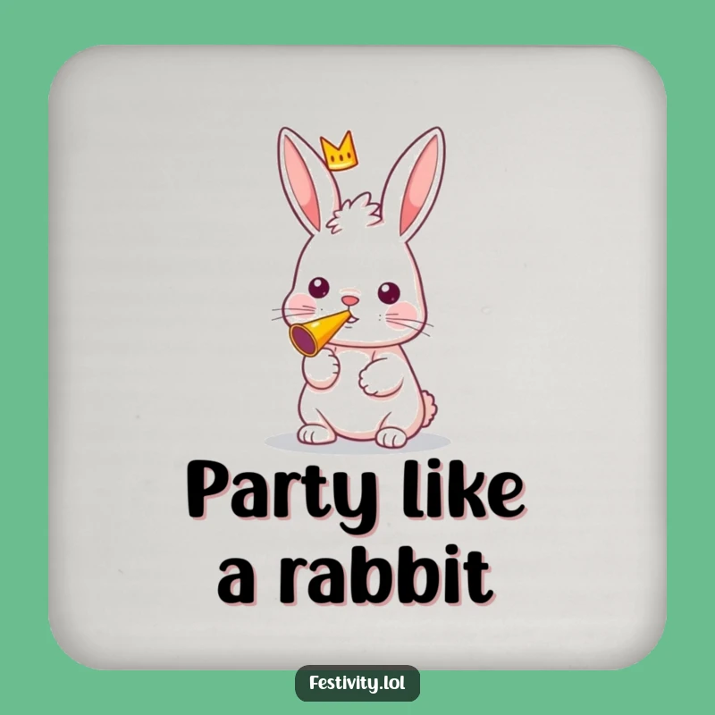 Funny Rabbit Coaster: Protect Surfaces with a Royal Party Horn Blower