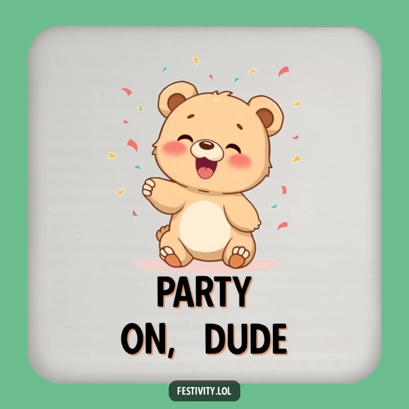 Funny Bear Cub Confetti Coaster Set - Protect Tables with Giggles!