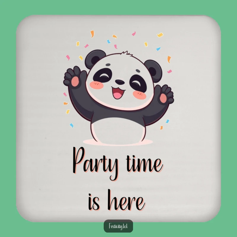 Funny Panda Drink Coaster: Protect Surfaces with Confetti Fun