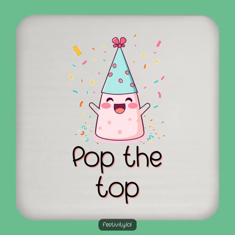 Funny Party Hat Coaster: Protect Surfaces with Hilarious Confetti Art