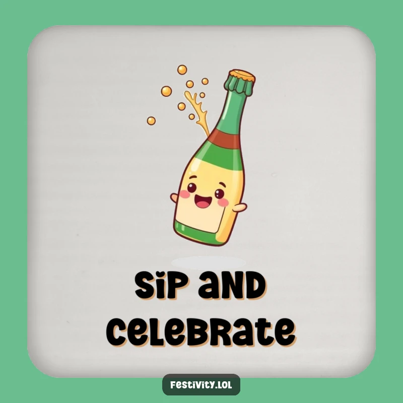 Funny Champagne Pop Coasters: Protect Surfaces with this Celebratory Splash Design