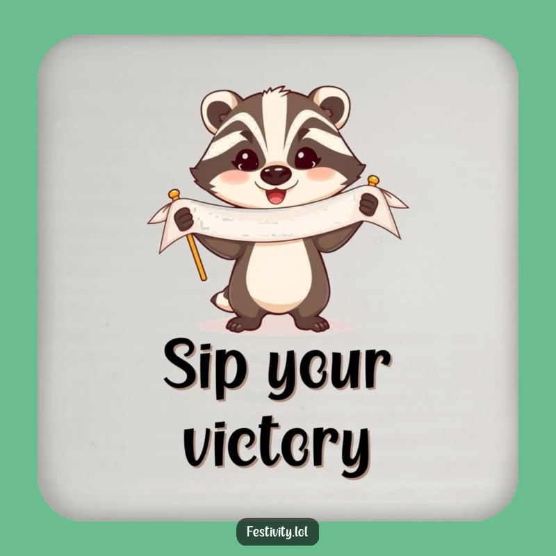 Funny Badger Banner Coaster: Protect Surfaces with Pride