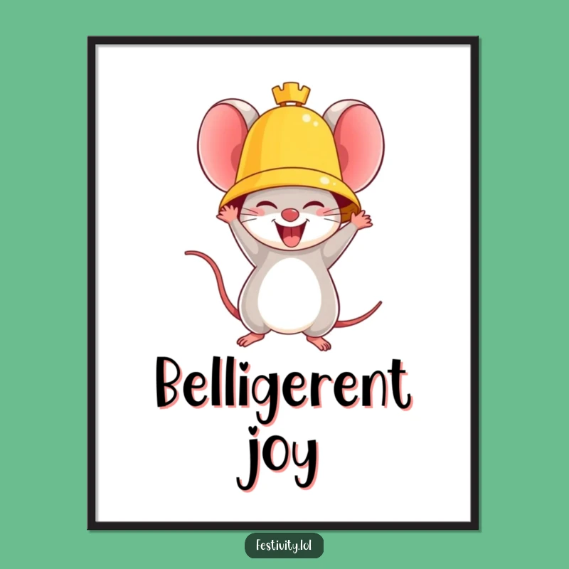 Funny Triumphant Mouse Poster: Decorate Your Walls with Joyful Victory Art