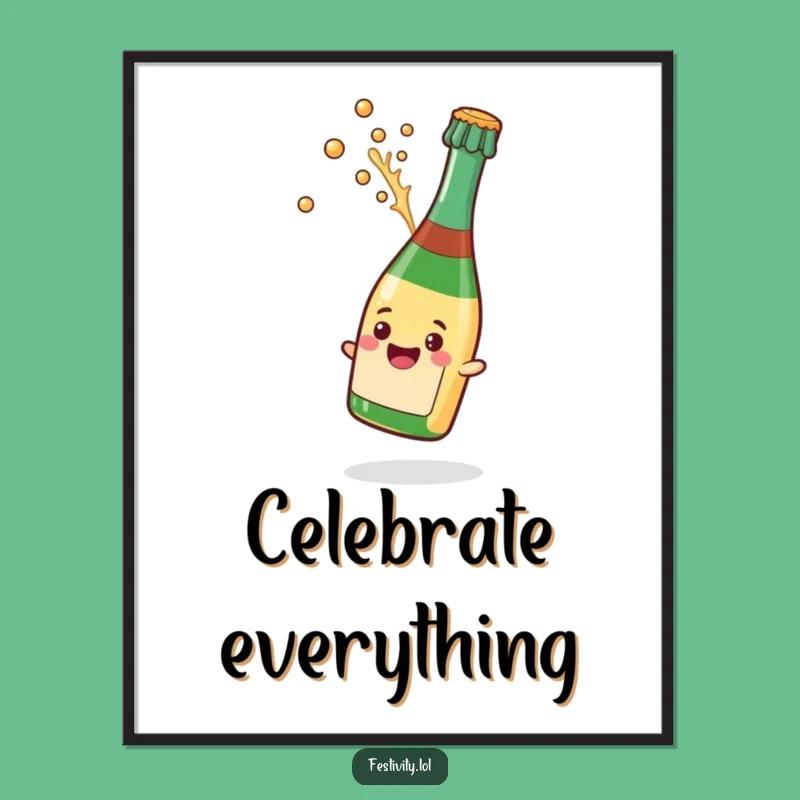 Funny Champagne Pop Poster: Vibrant Celebratory Splash Art, Perfect Funny Gift Decor