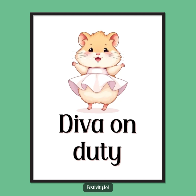 Funny Hamster Party Poster: Cute Art Print, Cheerful Twirl, Great Funny Gift