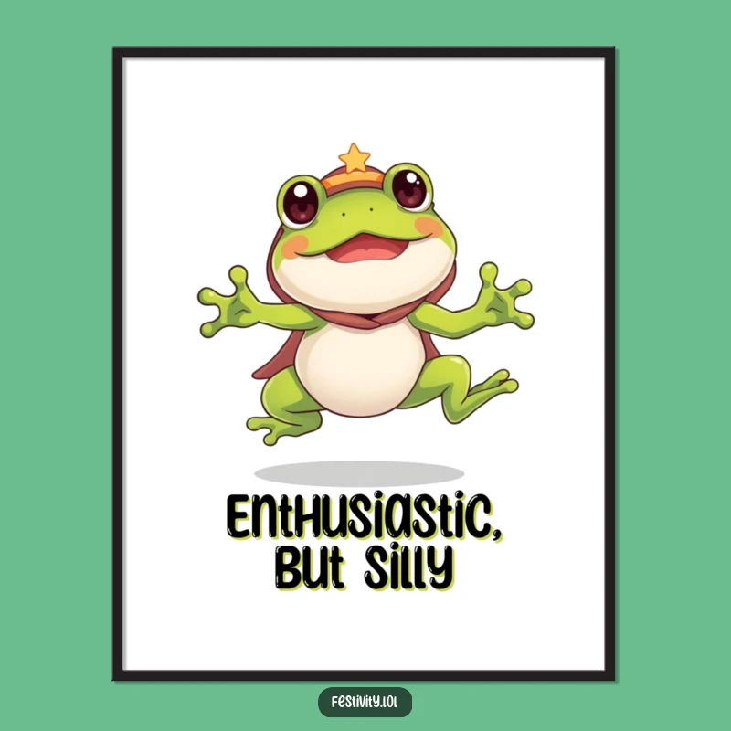 Funny Frog Costume Poster: Decorate with Enthusiastic Hopping