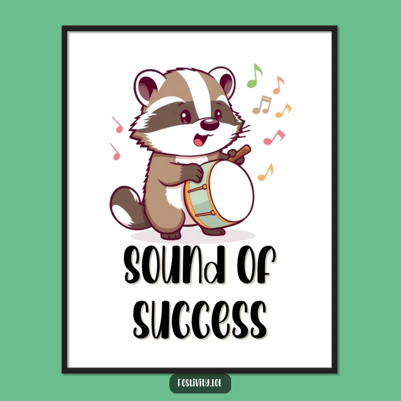 Funny Badger Drummer Poster: Musical Wall Art for Loud Lovers!