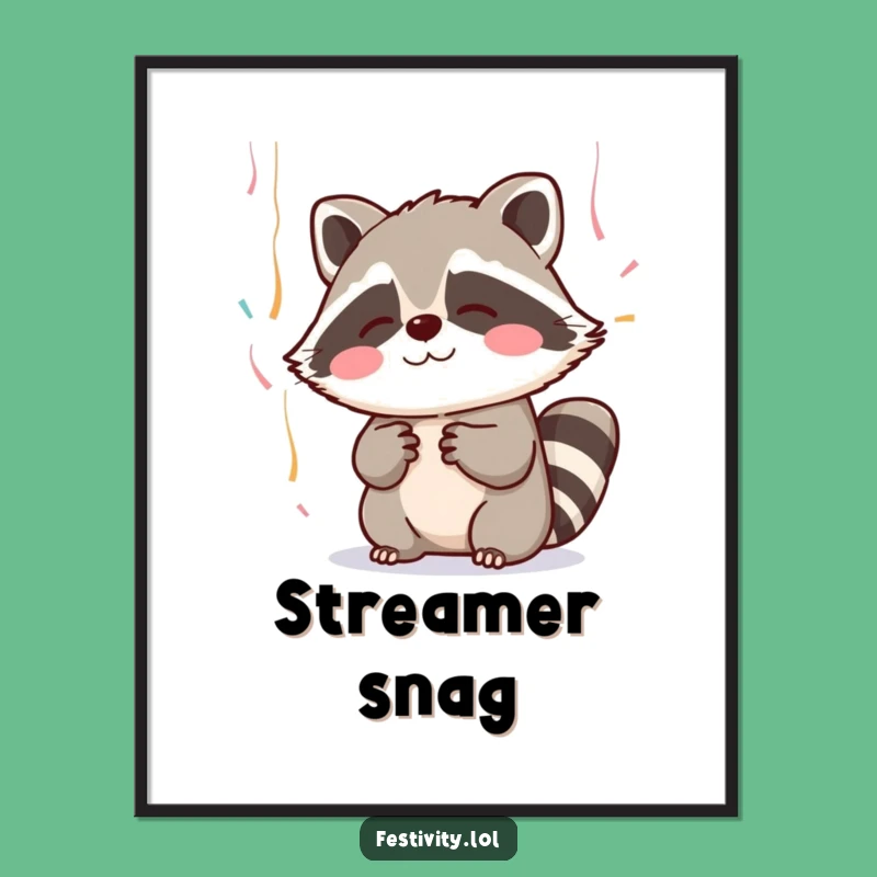 Funny Blushing Raccoon Poster: Adorable Wall Art for Cute Lovers!