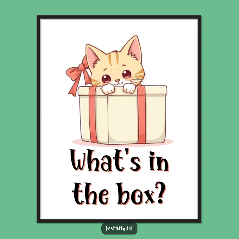 Funny Cat Gift Box Poster: Hilarious Wall Art for Curious Souls!