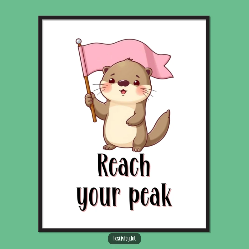 Funny Determined Otter Flag Poster: Celebrate Success on Your Walls