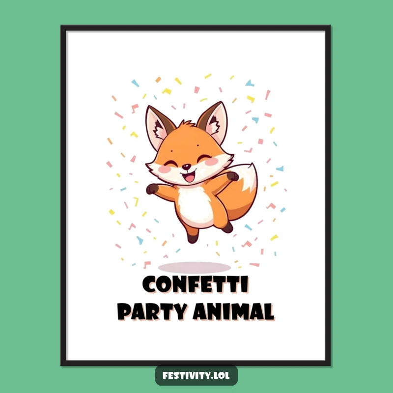 Funny Grinning Fox Confetti Poster - Decorate with Energetic Joy