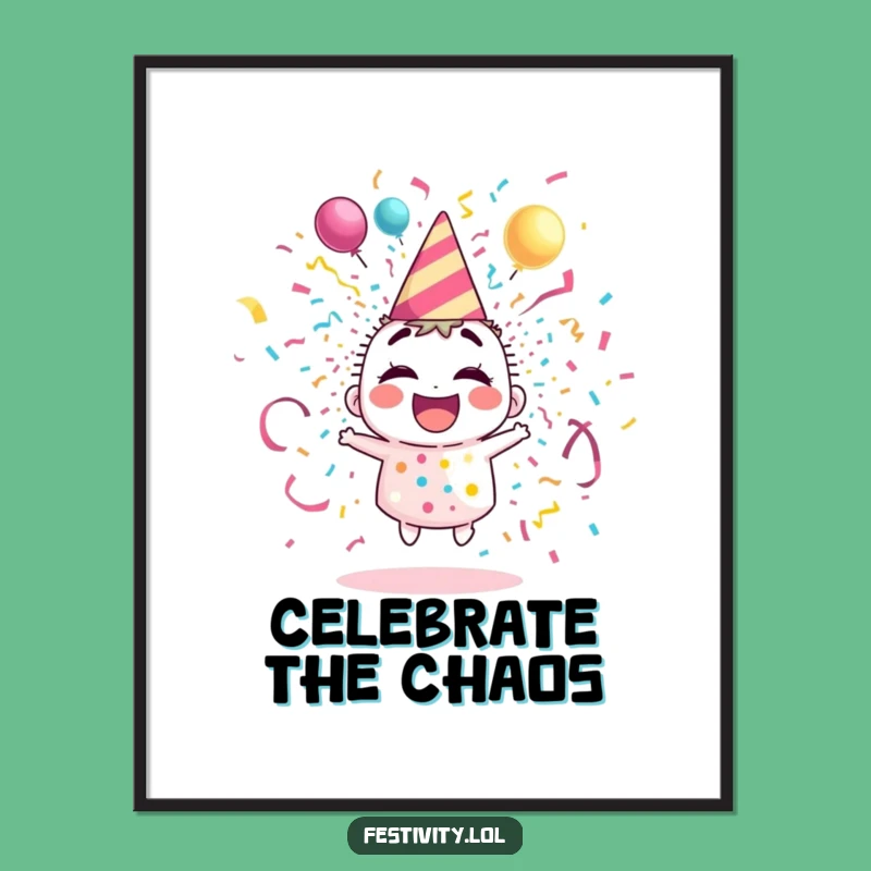 Funny Party Popper Poster: Giggling Explosion of Vibrant Celebration Art