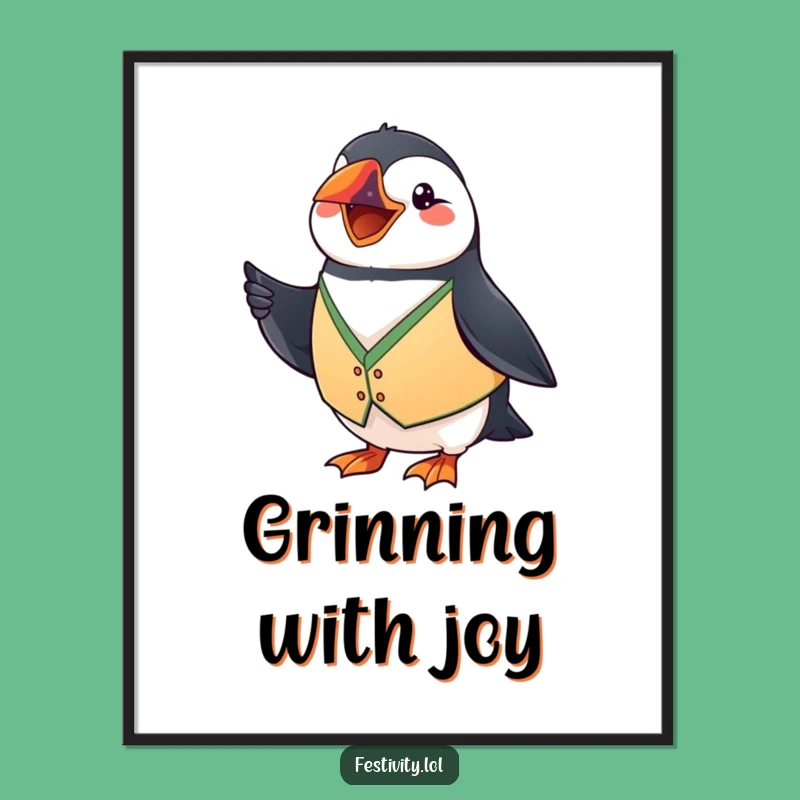 Funny Puffin Flag Poster: Decorate with Cheerful Greetings