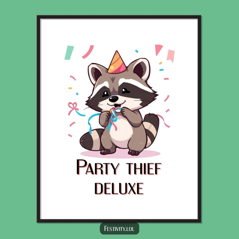 Funny Raccoon Party Poster: Hilarious Art of Streamer Theft