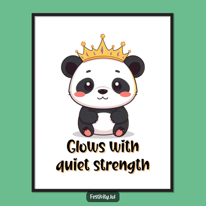 Funny Panda Crown Poster: Majestic Wall Art for Regal Spaces