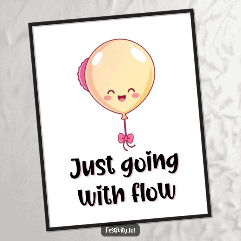 Funny Balloon Bobbing Poster displaying a happy balloon character cheerfully bobbing with streamers, adding a humorous and festive touch to walls.